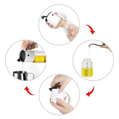 LFGB oil dispenser button  brush oil dispenser bottle pizza oil dispenser bottle metal kitchenware with measuring cup in top