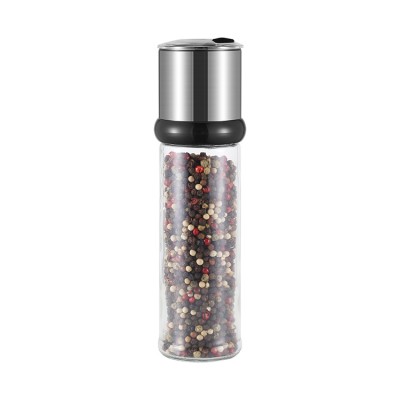 CHINAGAMA  Kitchen Manual 235ml Glass Spice Mill Bottle Salt and Pepper Grinder with Ceramic Grinder