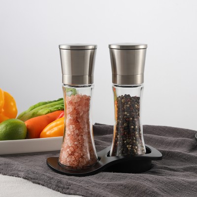 Kitchen BBQ LFGB herb spice mills  stainless steel  pepper mill and  salt mill mechanism with ABS base