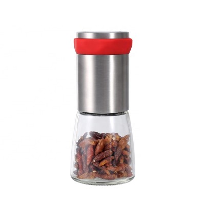 Tabletop cooking spice grinder steel chili container glass jar