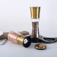 Amazon Top selling  BBQ 180ML stainless steel mill manual grinding spices bottle with pepper and salt manual solid mill grinder