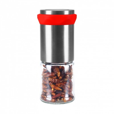 Kitchen pepper grinder chili mill grinder with glass bottle and steel cutter