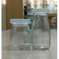 90ml High Short Neck Clear Milk Pudding Yoghurt Glass Bottles with Cover