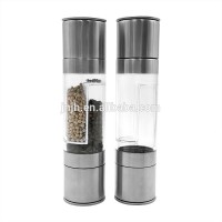 salt and pepper grinder set/industrial pepper and salt grinder 2 in 1clear double ended mill/ 2 in 1 salt and pepper