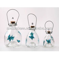 clear glass wasp trap with hand-painting butterfly