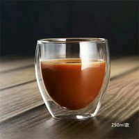 hot sell 250ml strong double laywer glass coffee mug