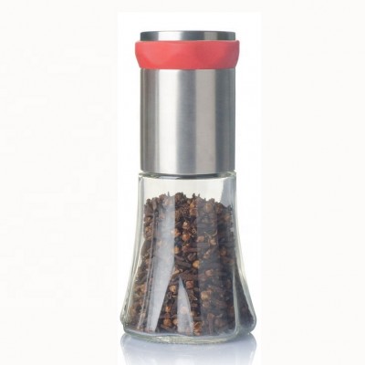 Condiment simple stainless steel design refillable spice mill with 200ml jar