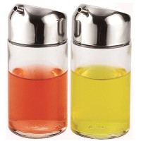 Mini Size High Grade Stainless Steel Nozzle 2pc Olive oil and Vinegar dispenser set, Drip free oil bottle 170ml Kitchen